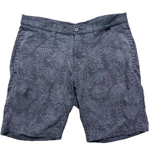 Travis Mathew Go Fish Shorts Men’s 32 Gray Palm Leaf Hybrid Golf Swim Casual